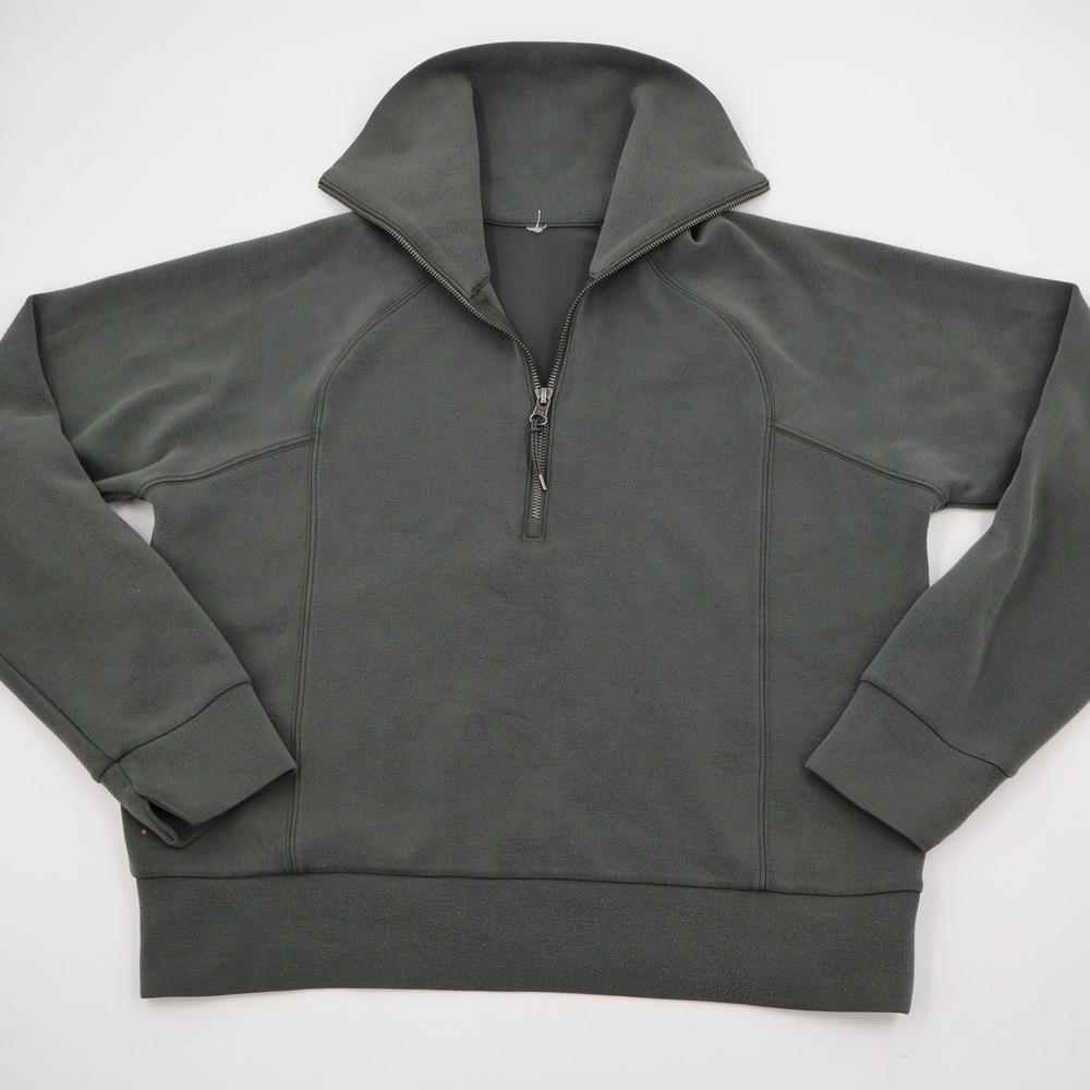 Spanx AirEssentials Half Zip Pullover Womens M Dark Green Mock Neck Sweatshirt